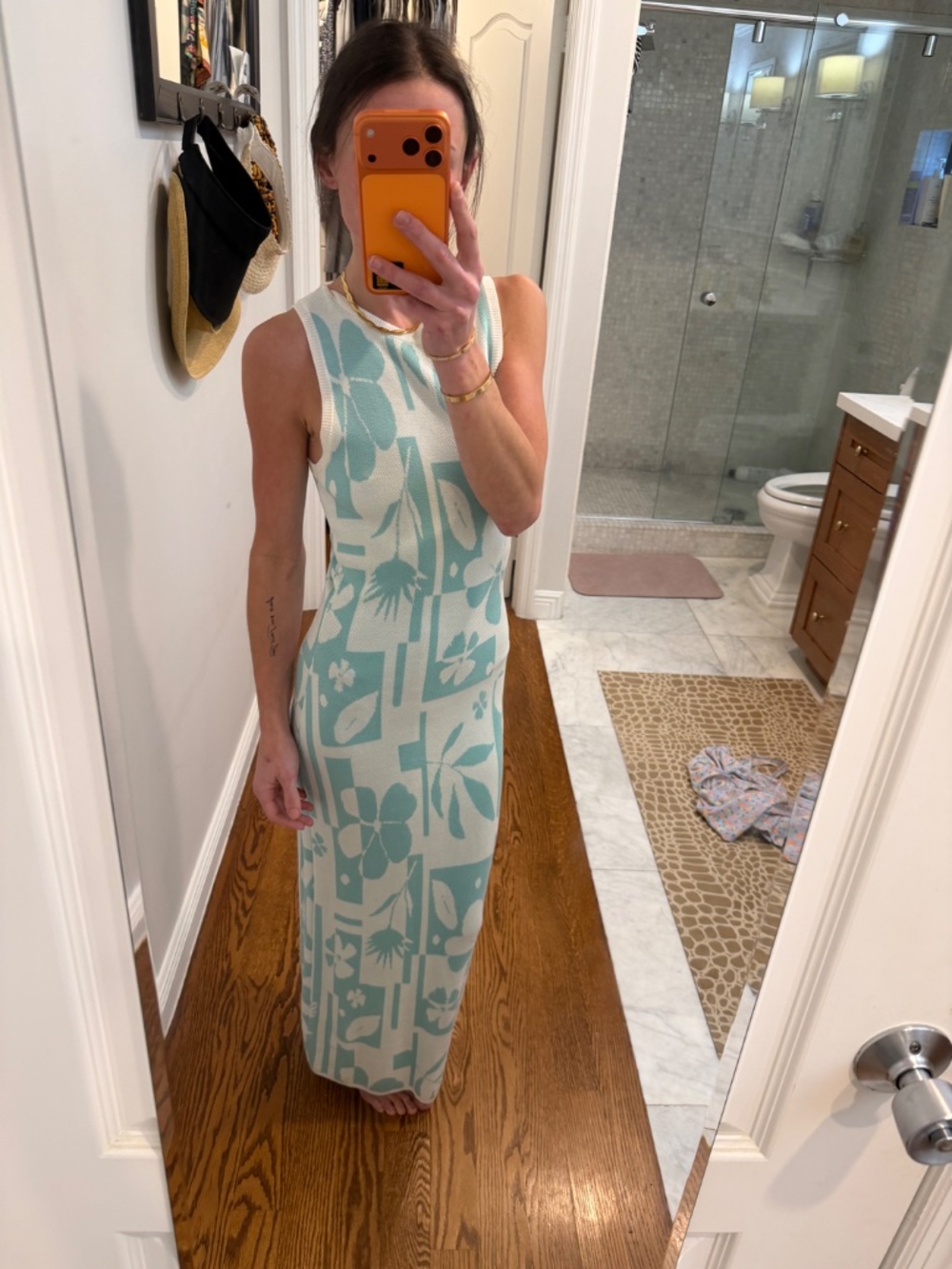 MINKPINK Lacy Midi Dress in White and Blue Floral